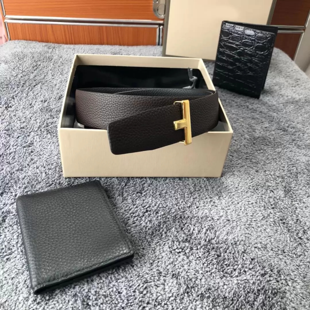 

Top-grade AAA+ Designers Tom Belt Men High-end Quality Business Belts Men Double T Buckle Fashion Women Genuine Leather Waistband With Original Box Dust bag Cintura, As picture with original box