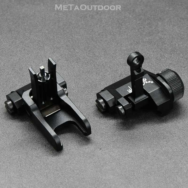 

Tactical Accessories Scope Flip Up 300 Meter Folding Front Rear Sight With 1913 Picatinny Weaver Mount Base For M4 AR15 Hunting Arisoft Accessories, Black