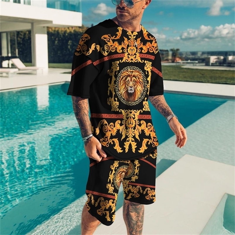 

Men's Tracksuits Men's Oversized Clothes Vintage Tshirt and Shorts Set Men Tracksuit 2 Piece Set Summer Animal Printed Men Sets Short Outfits 220826, Men tshirt set 014