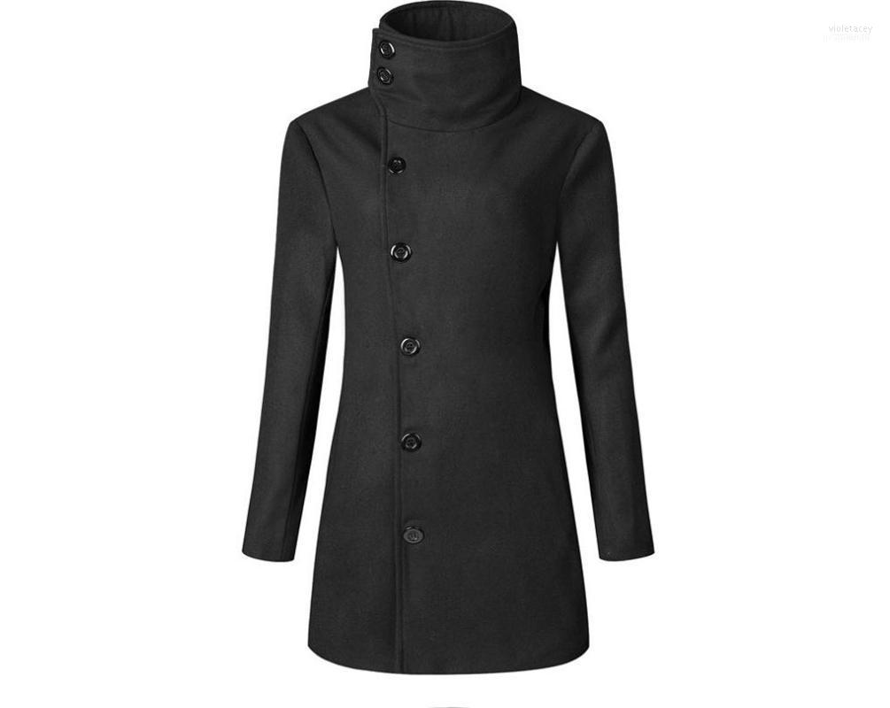 

Men's Wool & Blends Long Section Woolen Jacket Trench Coat Europe United States Fashion Trend -10601 Viol22, Gray
