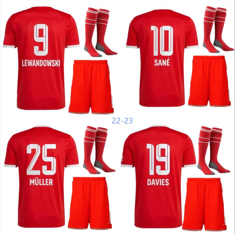 

22 23 HUMMELS Soccer jerseys adult kids set 2022 2023 football jersey T shirt VIDAL LEWANDOWSKI MULLER MUNICH SANE home Football uniform kit socks, 22 23 home shirt