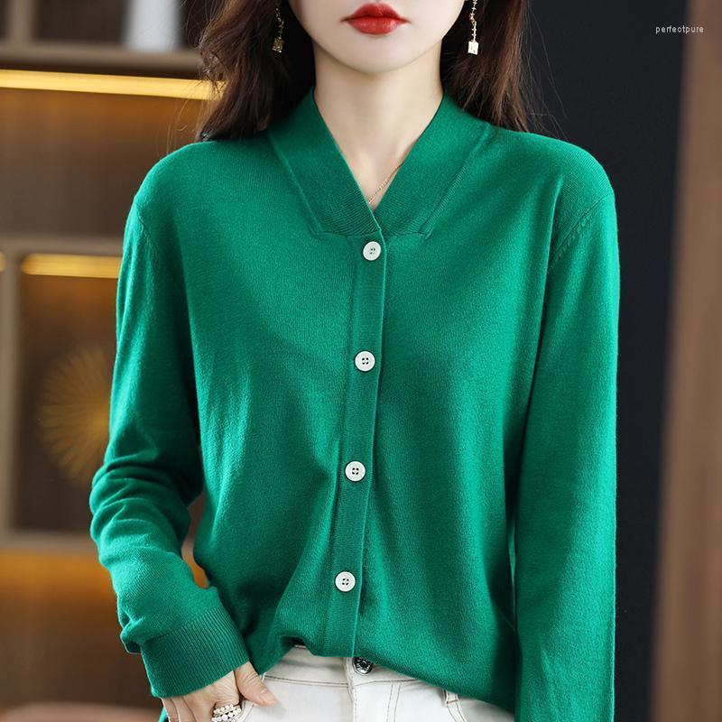 

Women' Knits & Tees BELIAARST Wool Worsted Sweater Woman Stand Collar Cardigan Tops 2022 Spring /Autumn Knitted Loose Casual Fashion Thin J, Green
