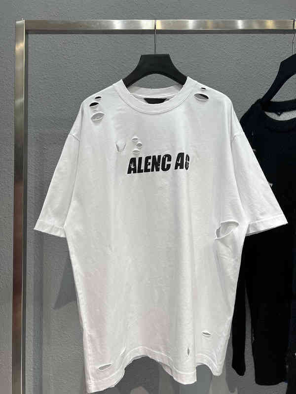 

T-shirts Balencaigas Men's t Version Fashion Art Hole T-shirt Custom Weaving and Dyeing H-made Trend Women's Same, Extra not product
