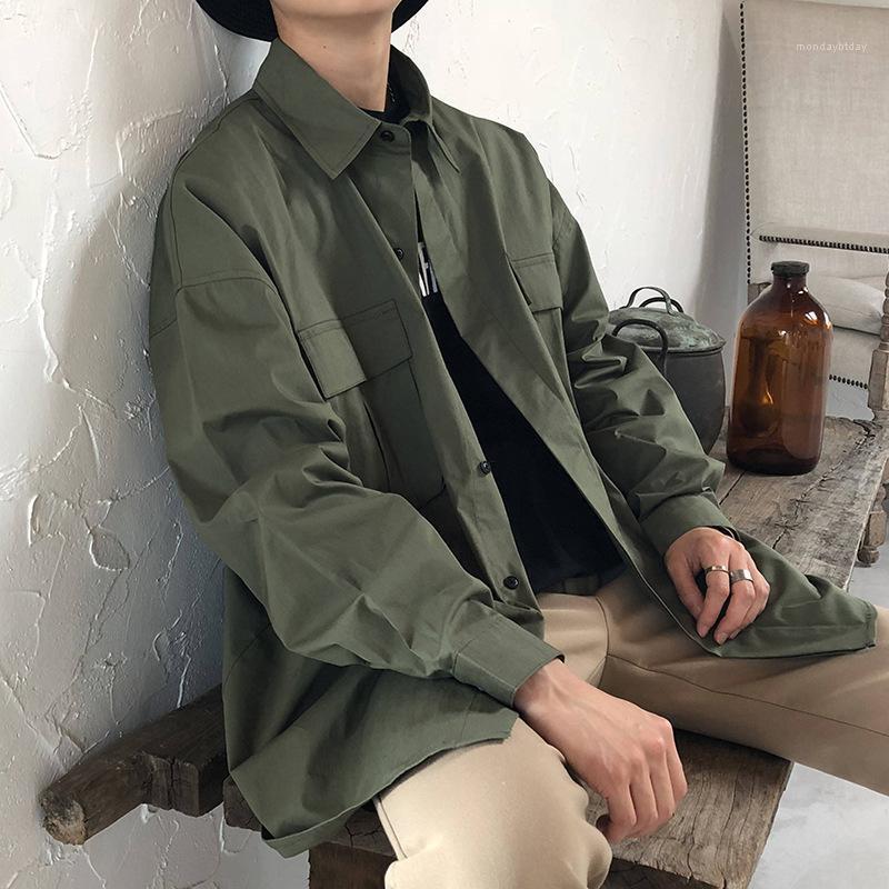

Men's Jackets 2022 Clothing Korean Jacket Work Coat Autumn Trend Loose Big Size Black Army Green Zipper Coats For Male Laepl Clothes