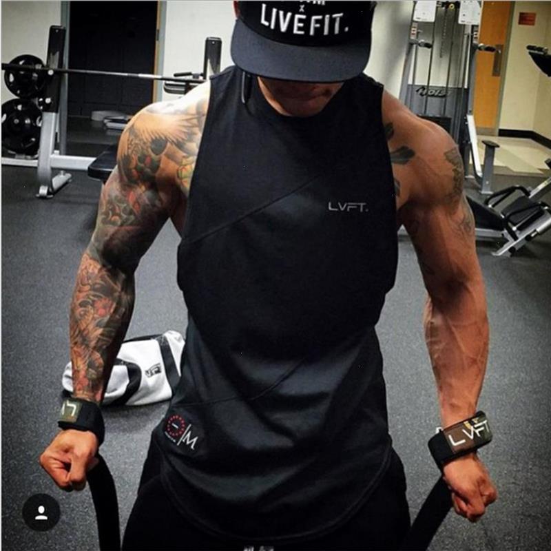 

Summer Newest Brand Mens Tank Top Curved Hem Patchwork Gyms Stringers Vest Bodybuilding Clothing Fitness Man Tanks Tops, White