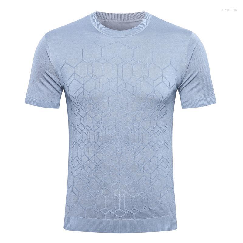 

Men's T-Shirts T-shirt Men Silk Short Sleeve Shirt 2022 Summer O-neck Casual Embroidery England High Quality Big Size -5XLMen's Bles22, Blue