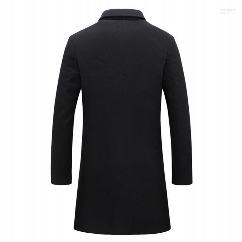 

Men Thicken Long Windbreakers Fashion 2022 Solid Color Slim Outerwear Business Casual Lapel Woolen Coat Plus Size 5XL1 Viol22