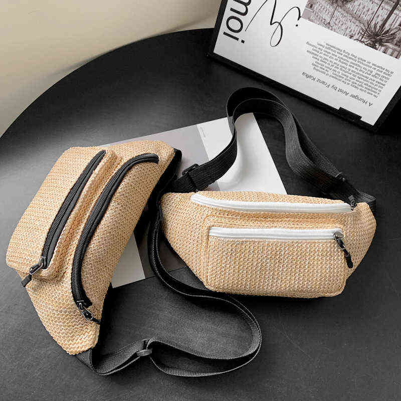 

Woven Bag Women's Fashion Urban Simple Shoulder Bag Outdoor Beach Messenger Bag 220614, Black