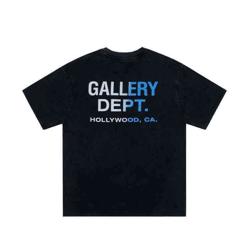 

T-shirt Gallerydept blue letters washed old short sleeved T-shirts men's and women's high street lovers' ins trendy brand, Dark gray