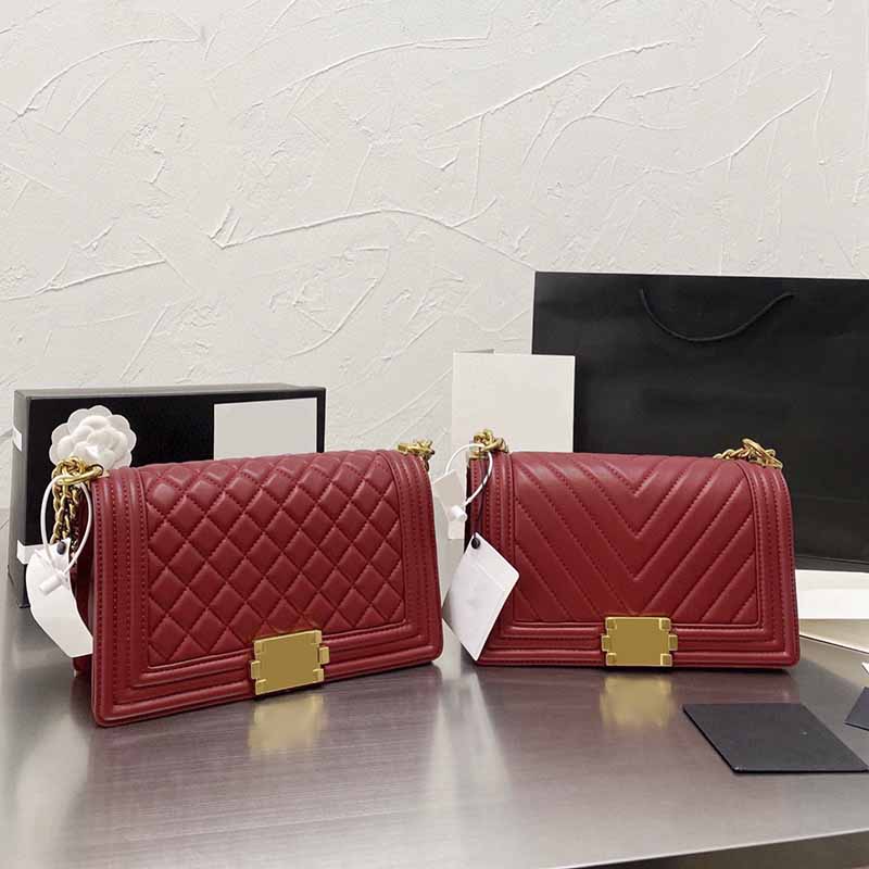 

Ladies boy 25cm Jumbo Crossbody Bag Aged Lambskin Acrylic Designer Bags Gold-Tone/Silver-Tone Metal Chain High Capacity Flap Shoulder Bags, Box