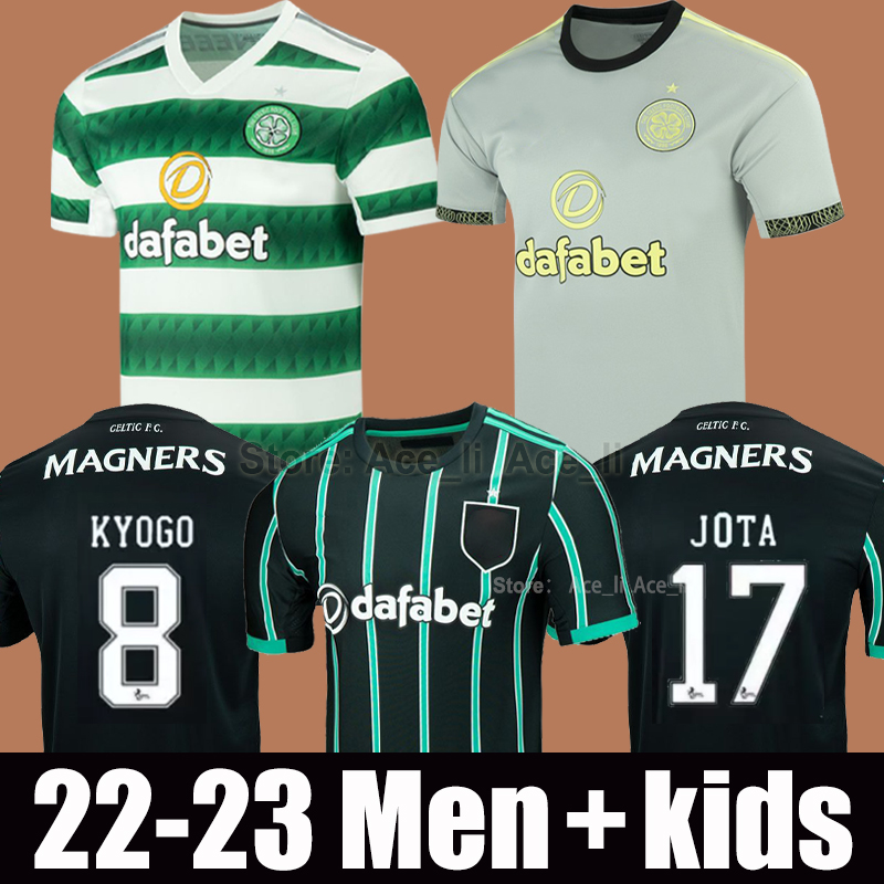 

22 23 Celtic home away soccer jersey KYOGO JOTA AJETI 2022 2023 Mens Kids ABADA MCGREGOR TURNBULL STARFELT CARTER-VICKERS THIRD BABY JUNIOR INFANT football shirt kit, 22-23 kids home