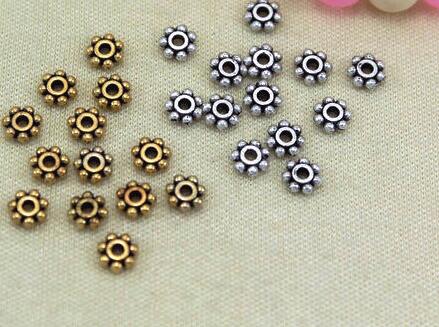 

6mm Tibetan Silver Snowflake Antique Loose Bead Spacer Connectors for DIY Jewelry Making bracelet sg4 end bead
