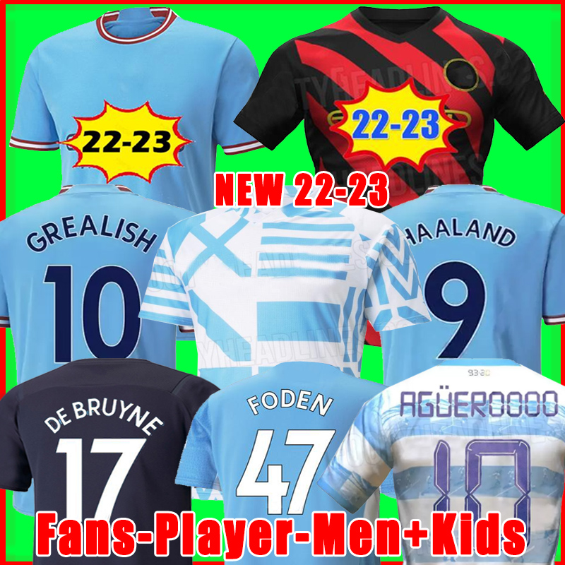 

21 22 23 HAALAND SOCCER JERSEYS GREALISH STERLING MANS CITIES MAHREZ fans player version DE BRUYNE FODEN 2022 2023 football tops shirt kids kit sets uniform Boys youth, 21 22 home men jersey