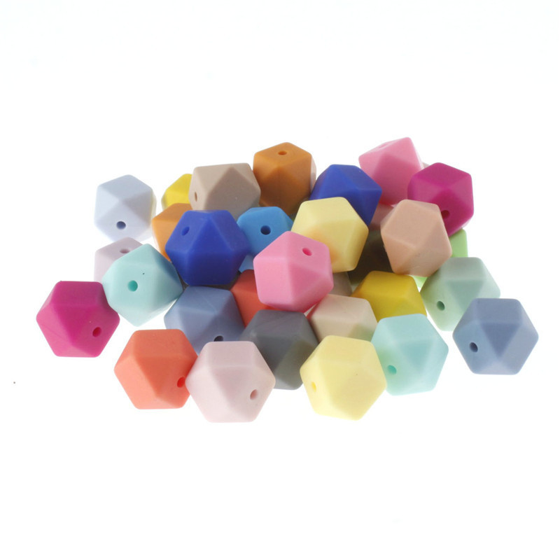 

50pcs Silicone Beads Teething Hexagon 14mm Silicone Chew Bead Teeth Necklace Diy Jewelry Parts Food Grade Silicone Beads 220407