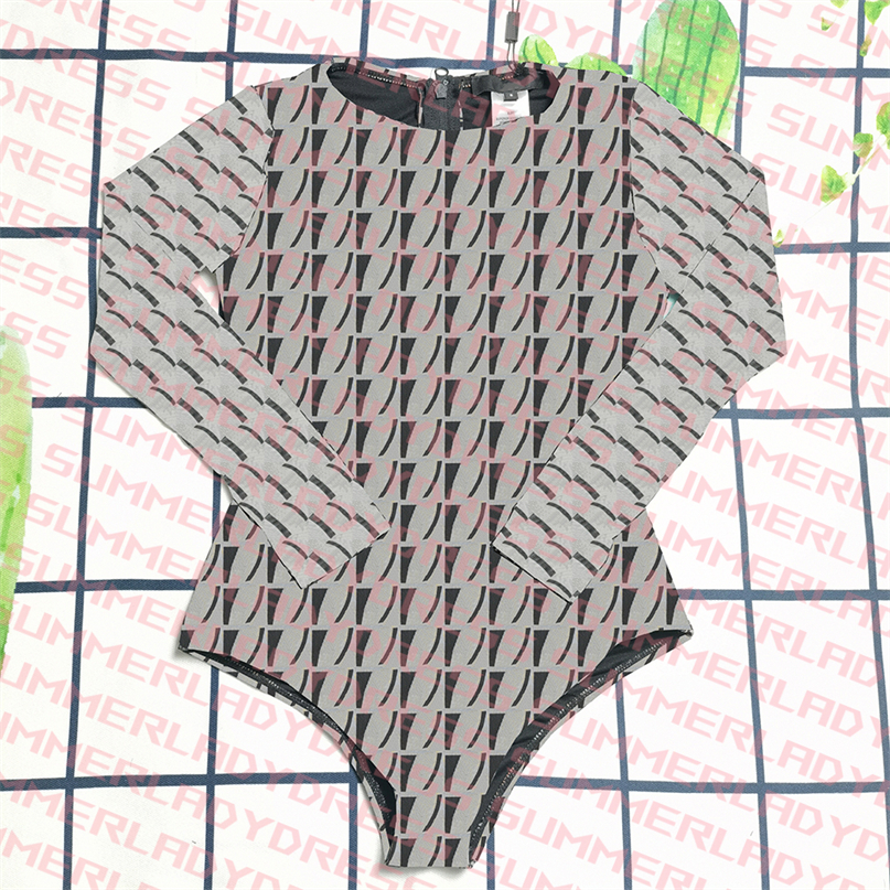 

Summer Outdoor Surfing Swimwear Breathable Mesh One Piece Swimsuit With Zipper Letter Printed Long Sleeve Hot Spring Swimsuit, Gray