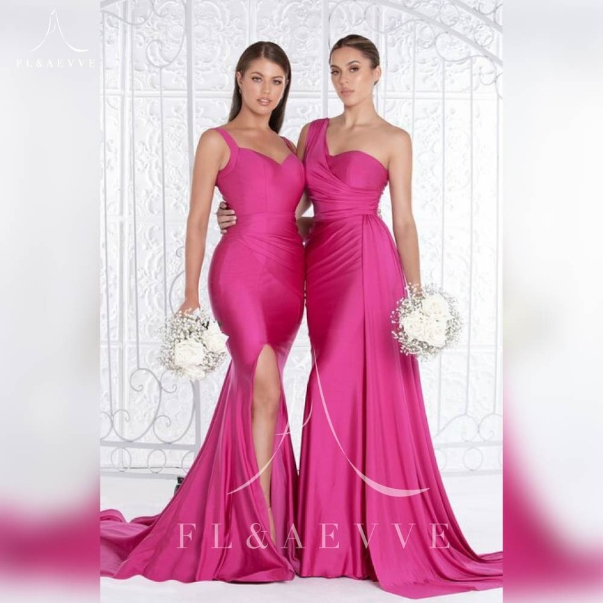 Roes Robe de demoiselle d'honneur en satin pour femme, style sirène, bretelles spaghetti, élégante, côté mariage, fête de demoiselle d'honneur, 2