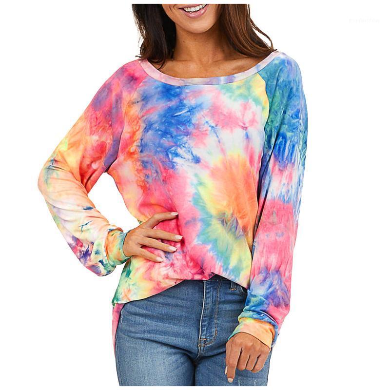 

Women' Hoodies & Sweatshirts Liva Girl Clothing Women O-neck Tie-Dyed Printing Long Sleeves Sweatshirt For Girls, Pink