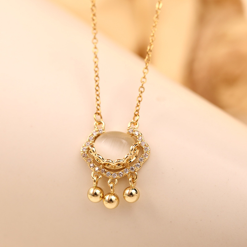 

White Jade Necklace Long Life Lock Chain Lock Ornament Personalized Simple Geometric