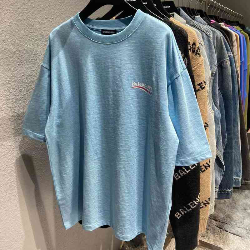 

Top Quality Balencaigass T Shirt Tide Correct Version Brand Cola Wave Printing High Version Loose Letter b Family Short Sleeve T-shirt for Men and Women, Grey print