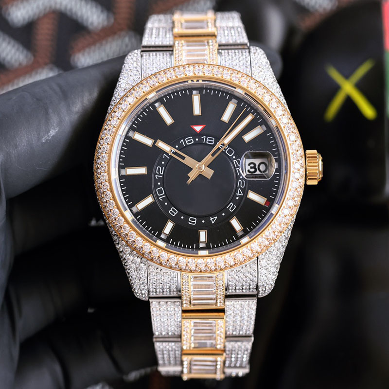 

Diamond Watch Mens Automatic Mechanical Movement Watches 42mm Stainless Steel Men Waterproof WristWatch Montre De Luxe Business WristWatches, Color6