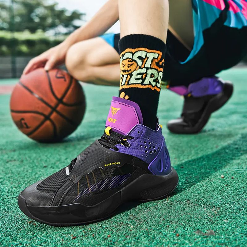 

Sports Shoes Men Knitted Stitching Breathable Classic Fashion Velcro Personality Trend Lightweight Practical Basketball Professional Game Shoes HM553, Clear