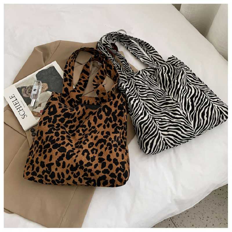 

Evening Bags Canvas Leopard Tote Bag Women Large Capacity Handbag Zebra Pattern Shoulder Designer Vintage Handle Girls Reusable, 34cmx35cmx7cm