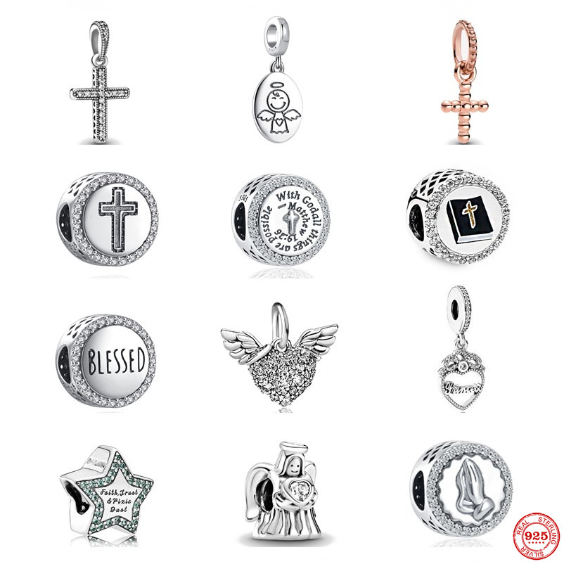 

925 Sterling Silver Dangle Charm New Europe Pendant Dangle Angel Beads Bead Fit Pandora Charms Bracelet DIY Jewelry Accessories