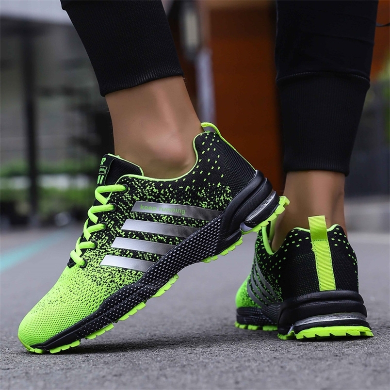 

Big Size Green Breathable Running Shoes Men Weaving Red Outdoor Marathon Sneakers Lightweight Keep Sport 220813, Blue 8702