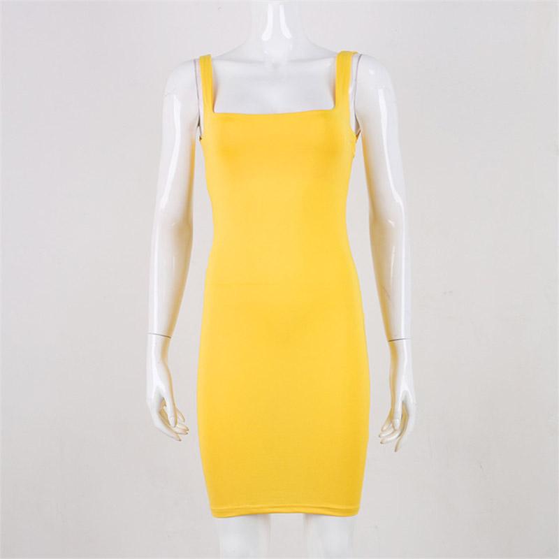 

Casual Dresses Summer Dress Strap Sexy Bodycon Yellow Neon Green Black Orange Elegant Sleeveless Mini Short DressCasual, Yellow dress