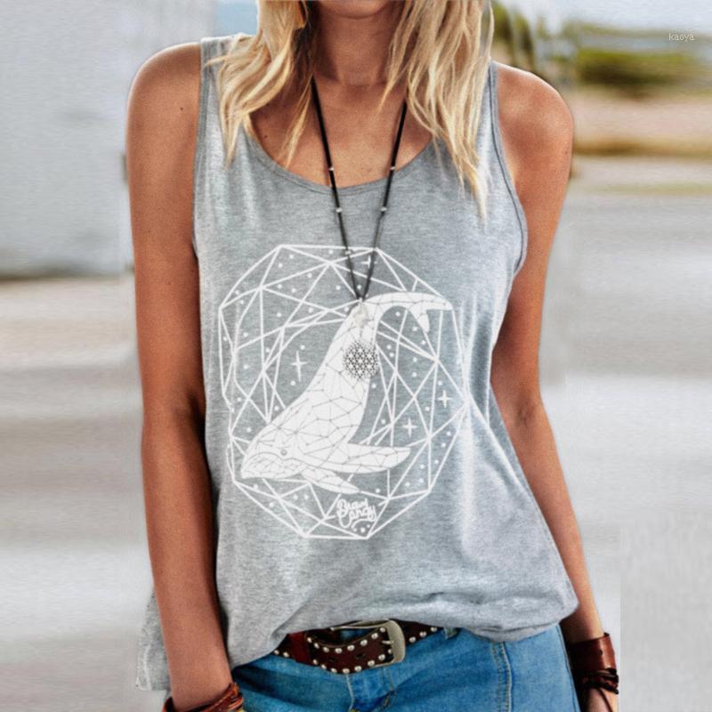 

Fashion Round Neck Vests Loose Animal Printed Women' Plus Size -3XL Ladies Sleeveless Camisole Summer Vintage Camis For Female Tanks, Black