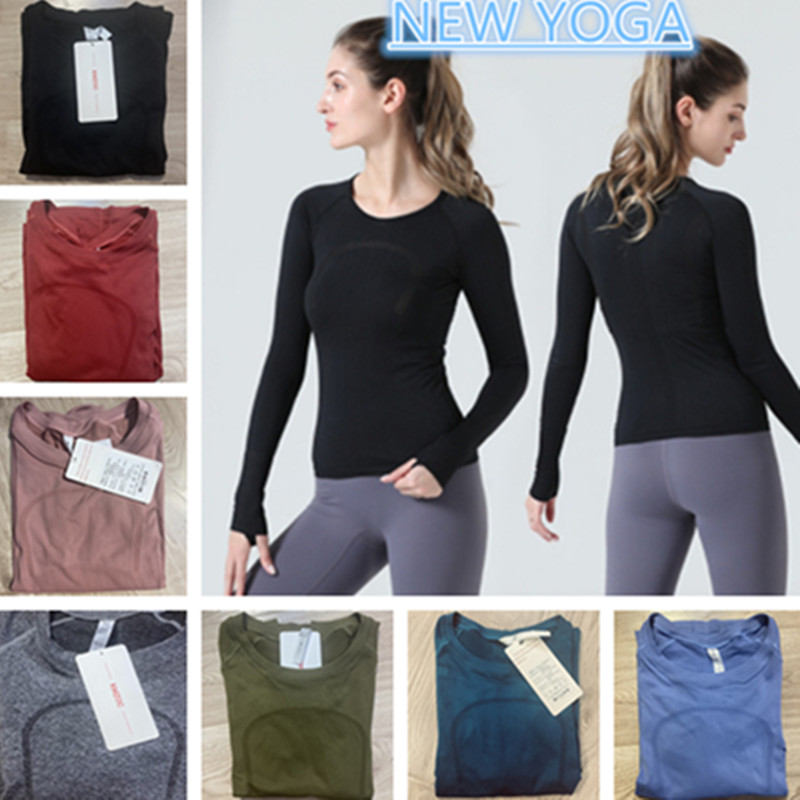

high quality Women's Sports Long Sleeve T-Shirt Yoga Wear Swiftly Women Quick-drying Sport Long Sleeved Nylon High Elastic Fabric-Lu, 008