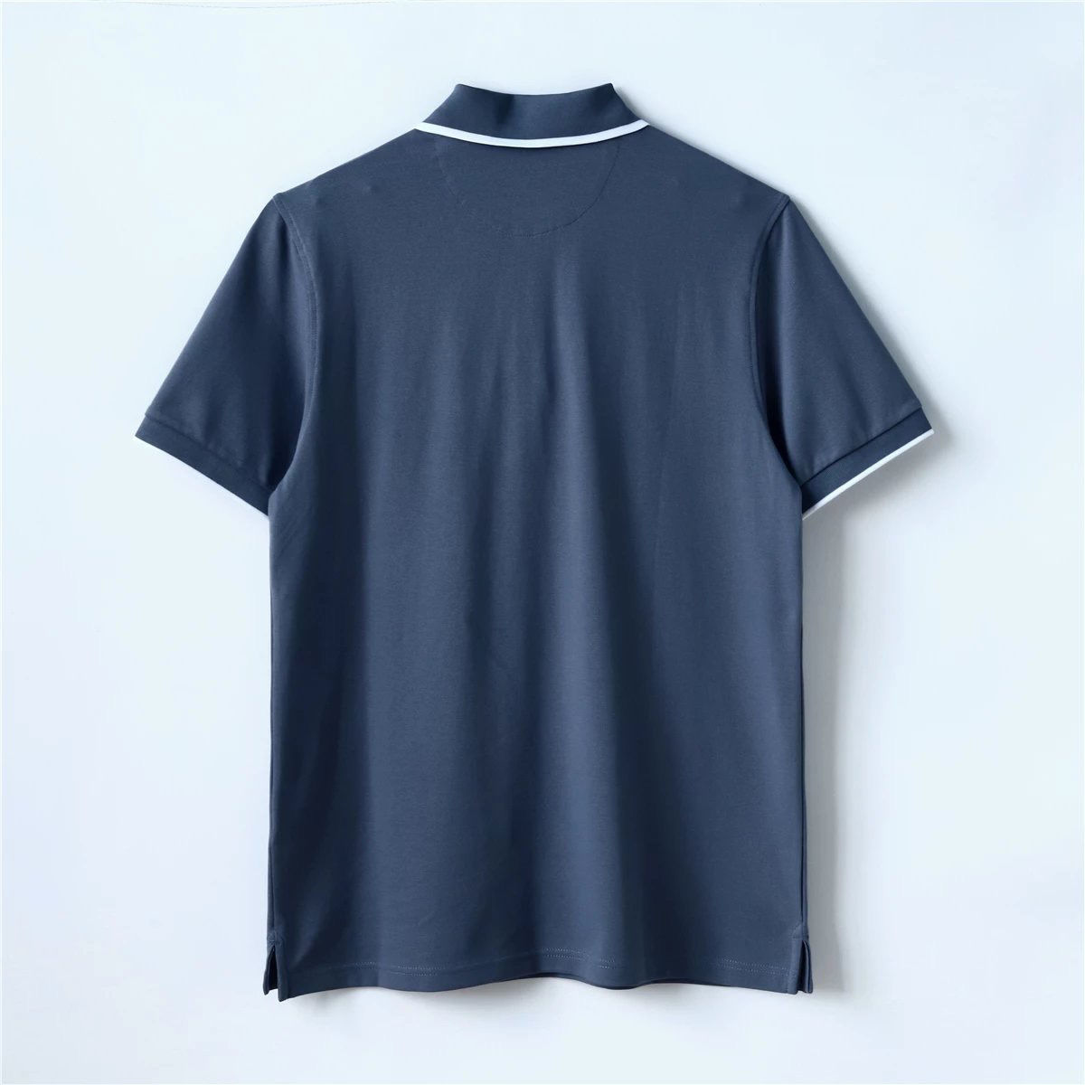 

Men Polos Shirt Italian Brunello Cucinelli Summer Cotton Casual Lapel Short-sleeved Shirts, Blue