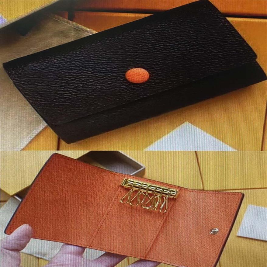

Designer 6 Key Holder Men Wallet Door Car Pouch Pocket Card Coin Purse Keyring Women Luxury Classic Hasp Six Keys Ring Fashion Key222d, Brown flower orange inside