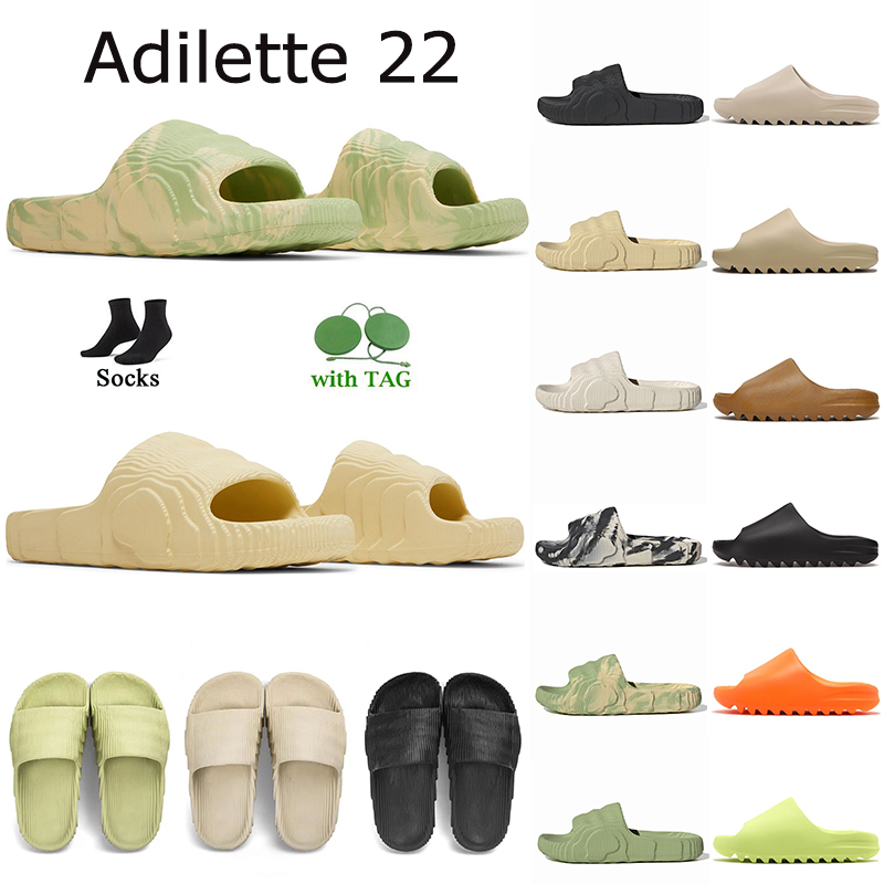 New Fashion With Socks Adilette 22 Slides Soft Slippers For Women Mens Magic Lime Desert Sand Onyx Black Grey Enflame Orange Designer Shoes Platf