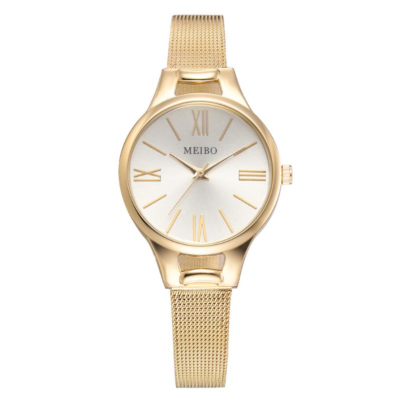 

Wristwatches Watches For Women Fashion Quartz Watch Female Rome Simple Small Gold Mesh Band Bracelet Relogio Masculino