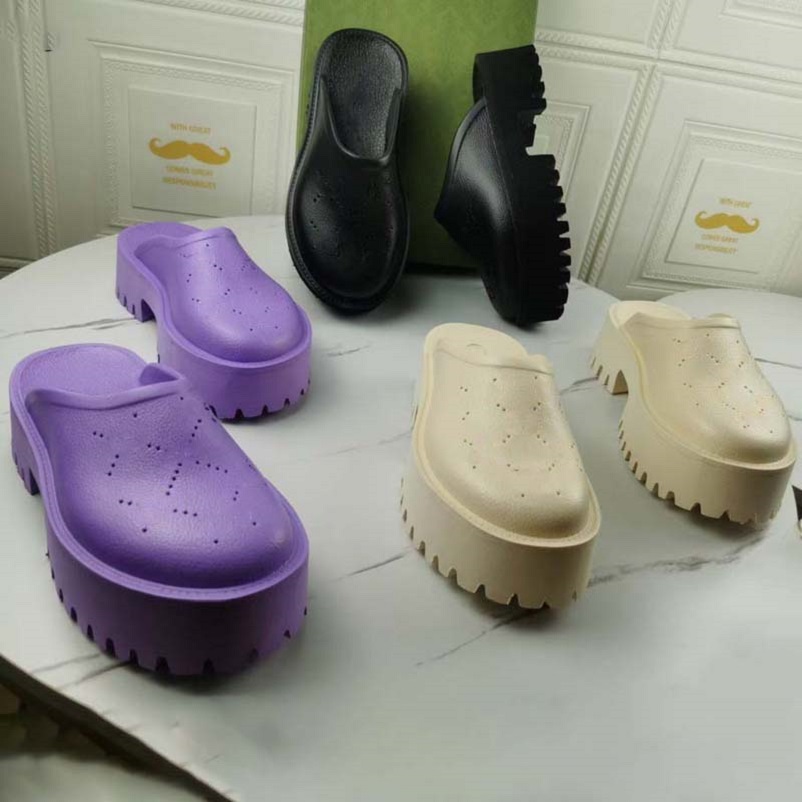 

woman sandal slipper fashion Beach Thick bottom slippers platform Alphabet lady Sandals Leather High heel slippers, #9