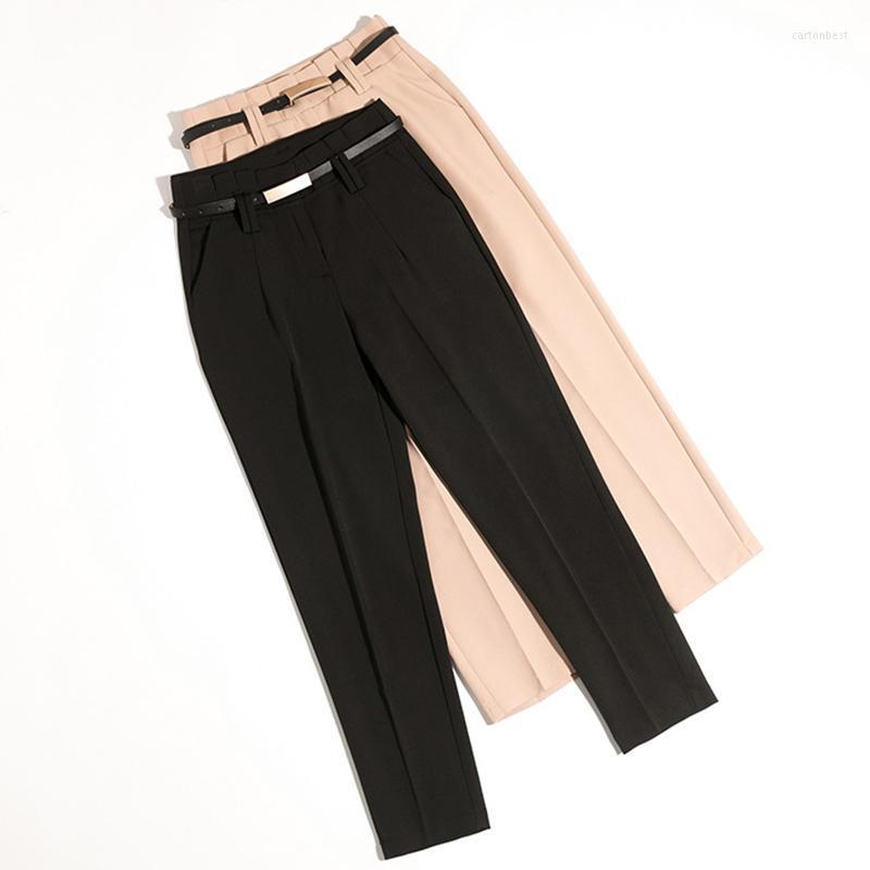 

Women' Pants & Capris 2022 Chic Fashion Office Wear Haren Women Bottoms Pant Vintage High Waist Zipper Female Folds Trousers BFA881, Black