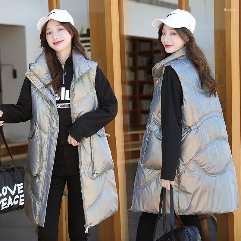 

Women's Vests Women Winter Vest Hooded 2022 Long Bright Color Female Cotton Padded Jacket Sleeveless Ladies Waistcoat Plus Size Q219, Black