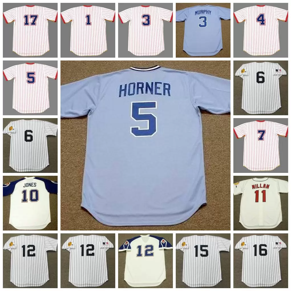

Atlanta Vintage Baseball Jersey ROYSTER MURPHY POCOROBA HORNER BOYER BURROUGHS JONES MILLAN UECKER BAKER TORRE JACKSON, 12 dusty baker white