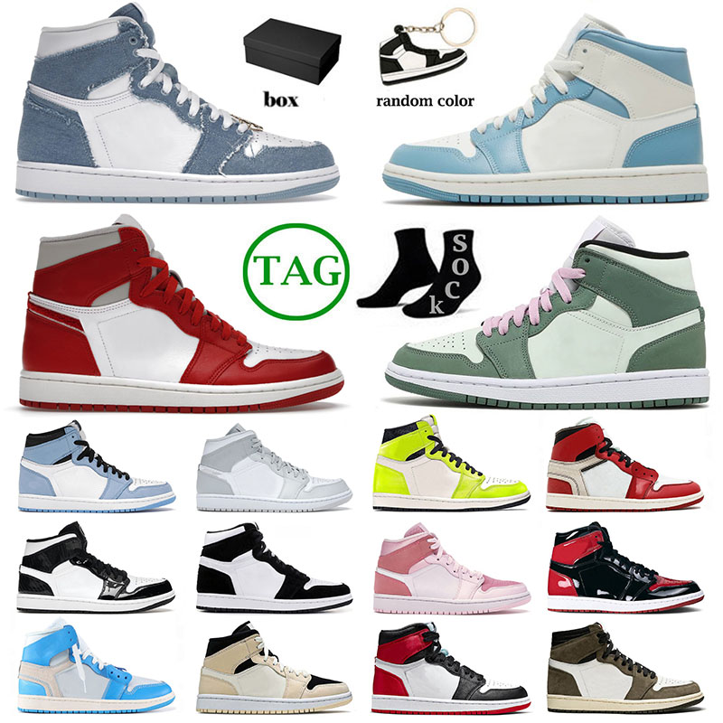 

New Arrival Jumpman 1 1s Designer Basketball Shoes For Mens Womens Varsity Red High Patent Bred Unc Sports Mid Dutch Green Sneakers Trainers With Box Big Size Us 13, A5 grey camo 36-47