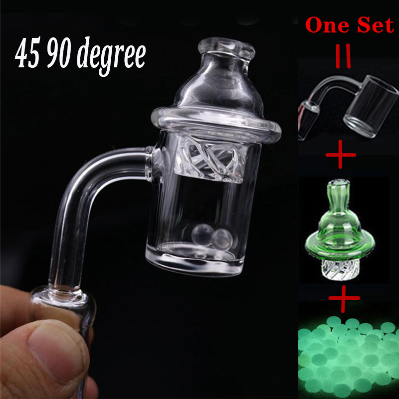 

Hot Selling 4mm 25mm XL Quartz Banger Nail 10mm 14mm 18mm Male Female 45 90 Cyclone Spinning Carb Cap and Terp Pearl Insert for Dab Rig 1Set
