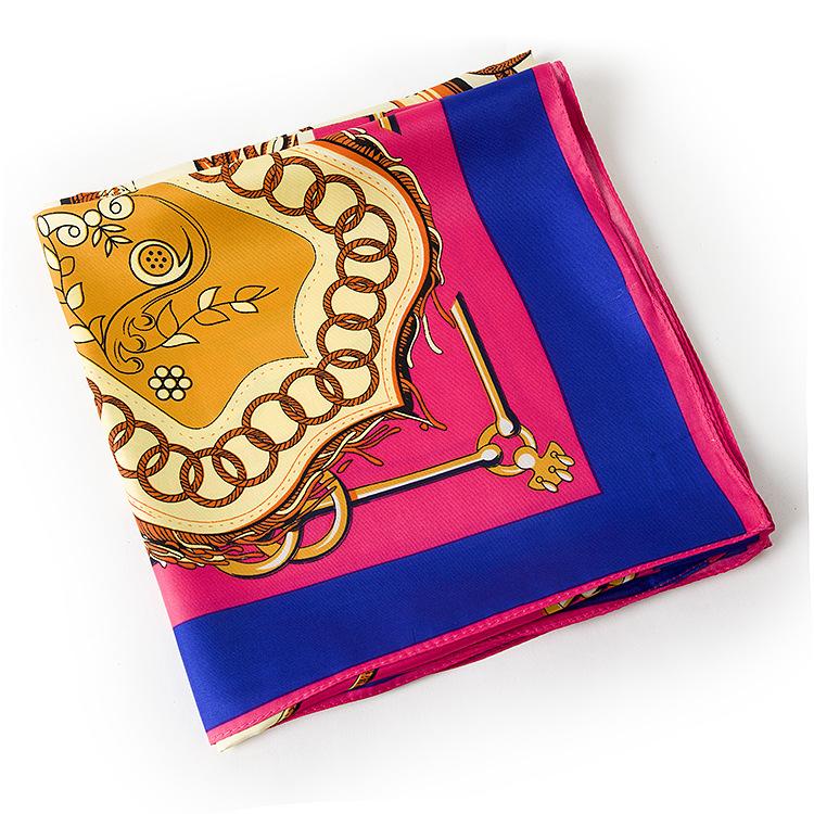 

Scarves POBING 100% Silk Scarf Women Saber Chain Print Wraps Foulards Bandana Lady Neckerchief Square Hijab HeadBand 130CM