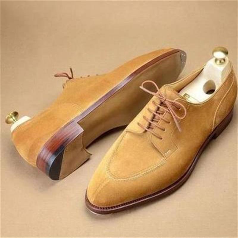 

Men Shoes Faux Suede Low-heeled Fringed Lace Up Dress Ripped Spring Fashion Comfortable Retro Classic Casual HC710, Grey