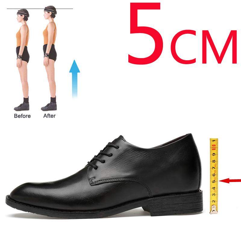 

Dress Shoes Elevator Men Leather Heightening Height Increase Insole 5CM Black
