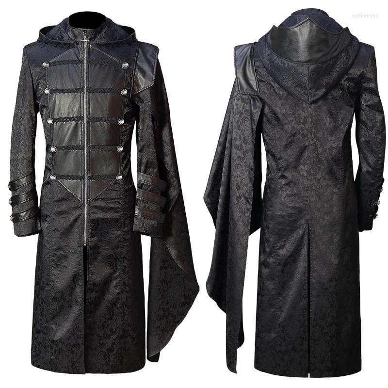 

Men's Trench Coats Retro Long Coat Gothic Sleeve Court Banquet Full Length Split Zipper Overcoat Cortavientos Para Hombre Nadi22, As pic