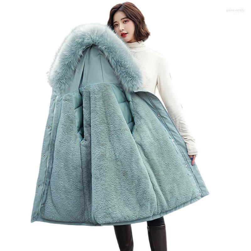 

Women' Down & Parkas Winter Jacket Women Thick Fur Liner Hooded Coat Wadded Long Gilrs Jaqueta Feminin Guin22, Black
