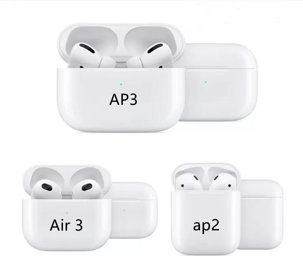 

Original 1562A chip AP3 With ANC Noise cancelling transparent earphones Airpods pro Gen 3 Earbuds Rename Wireless Charging Bluetooth Headphones 2nd Generation, White