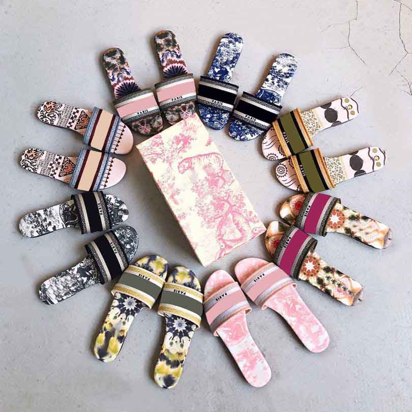 

DWAY Slide Fashion designer woman slipper Paris Embroidered haute couture newest summer appliques scuffs platform sole flip flops top quality