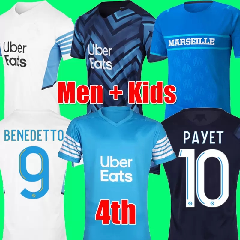 

CUISANCE soccer jersey 21 22 2021 2022 fourth 4th maillot foot GUENDOUZI BENEDETTO KAMARA PAYET football shirt de men kids kit tops, 21/22 kids away