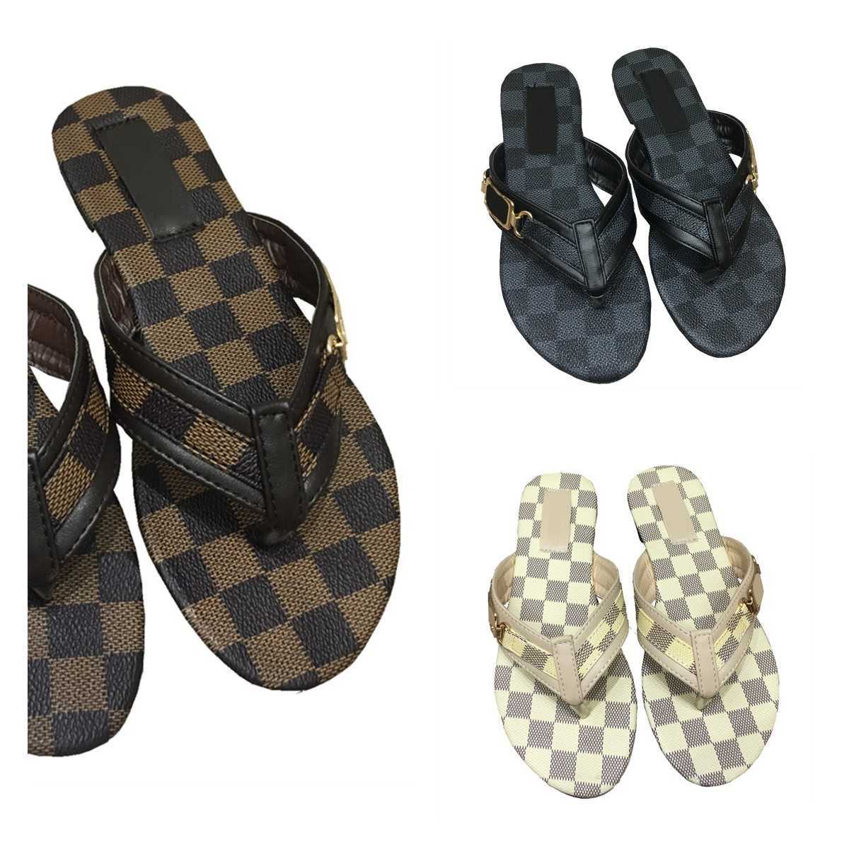 

2022 Luxury Designer Slides Oran Sandals checkerboard Slippers Women US 4-11 Big Size Flats Flip Flops Leather thong buckle beach Shoes Ladies dress party shoe, Fill postage